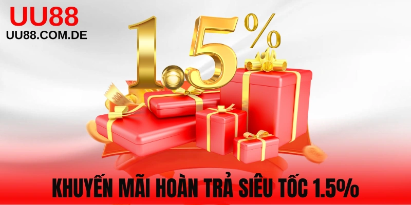 Ưu đãi hoàn trả tức thời đến 1.5%